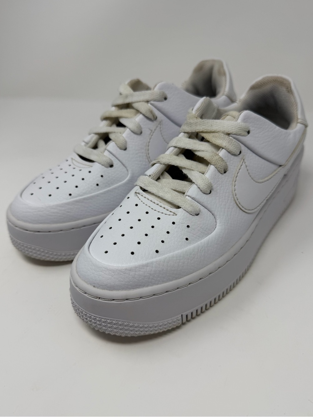Women’s White Nike Air Force One  Platform Sneakers Sz.6